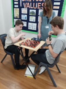 Chess at Ambergate 2 pupils playing