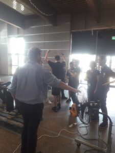 Ambergate Pupils STEM Challenge pupils with wind machine