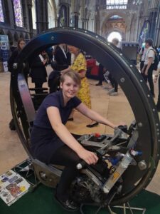 Ambergate pupil got to sit on the fastest monowheel motorcycle