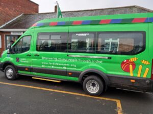 Ambergate pupils with their new minibus