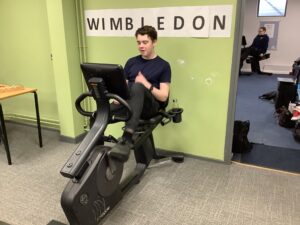 Ambergate pupil on an exercise bike